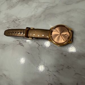 Elegant Rose Gold Watch with Brown Strap